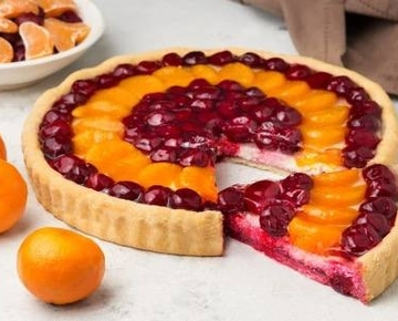 Пирог с мандаринами и вишней 